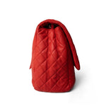 CHANEL Handbag Red Red Grained Calfskin XXL Travel Flap Bag Light Gold Hardware - Redeluxe