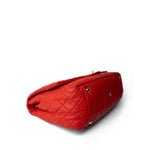 CHANEL Handbag Red Red Grained Calfskin XXL Travel Flap Bag Light Gold Hardware - Redeluxe