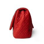 CHANEL Handbag Red Red Grained Calfskin XXL Travel Flap Bag Light Gold Hardware - Redeluxe