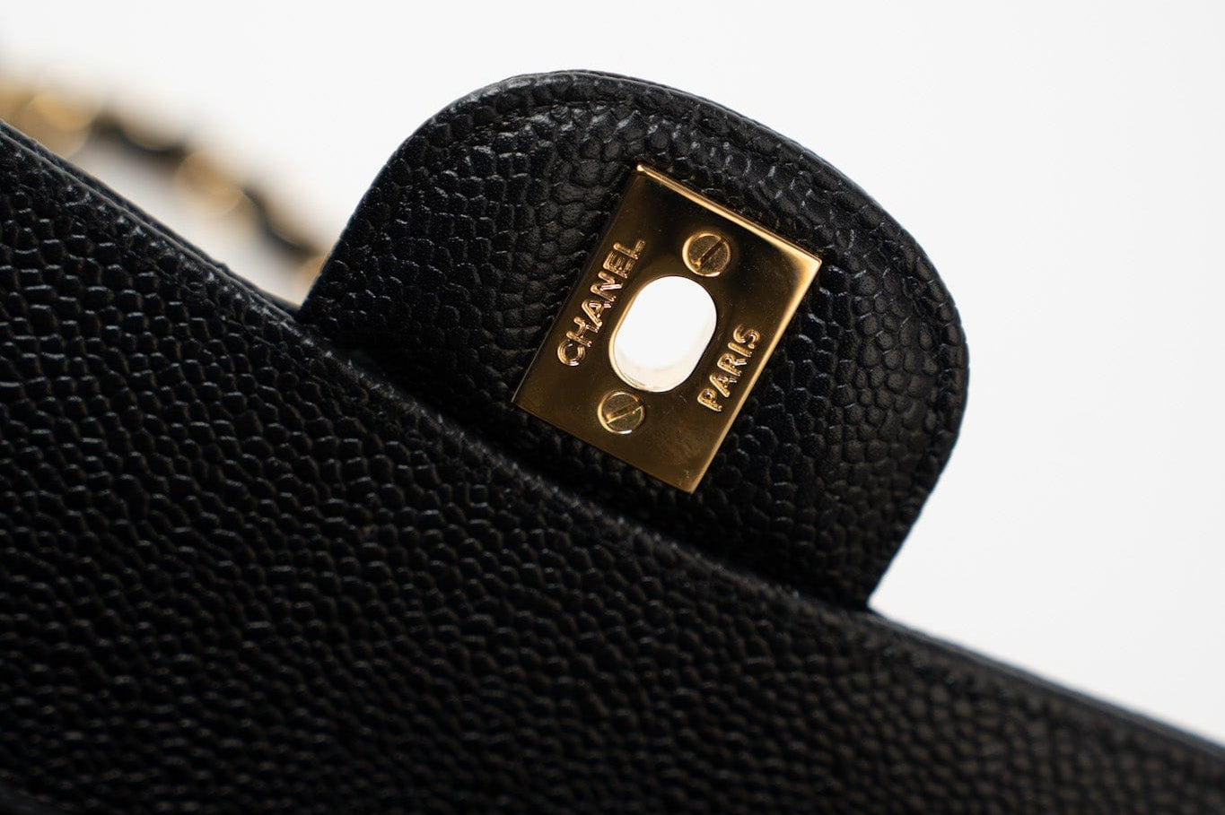CHANEL Handbag (Rev) Medium Black Caviar Quilted Classic Flap Gold Hardware - Redeluxe