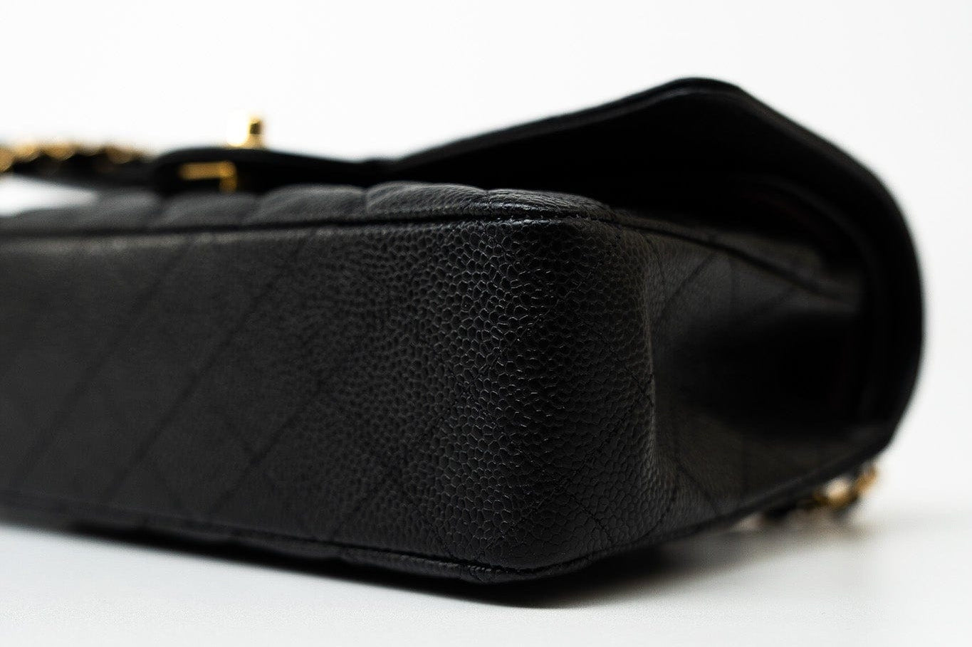 CHANEL Handbag (Rev) Medium Black Caviar Quilted Classic Flap Gold Hardware - Redeluxe