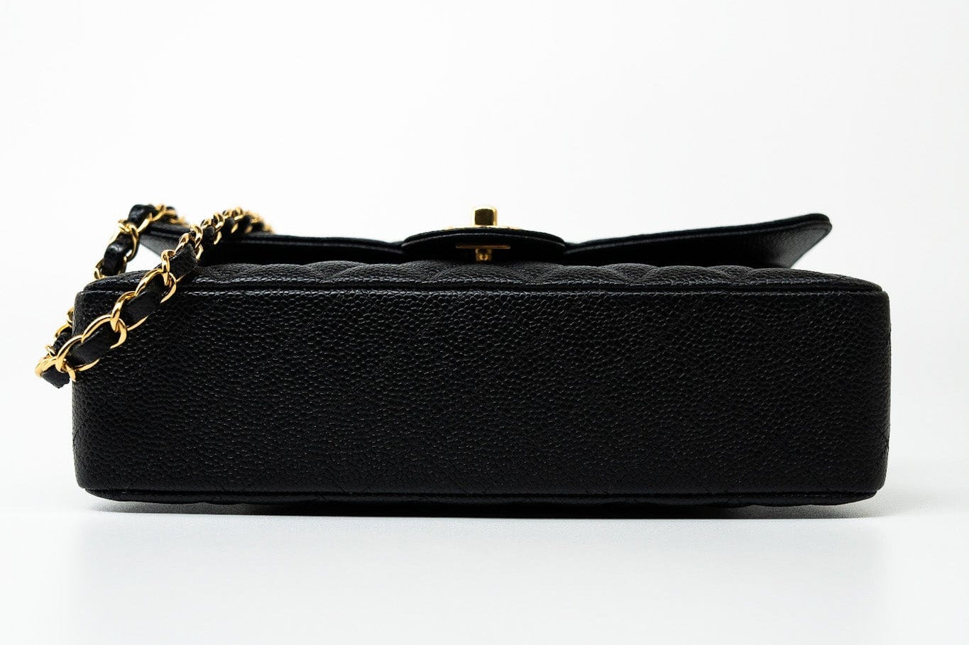 CHANEL Handbag (Rev) Medium Black Caviar Quilted Classic Flap Gold Hardware - Redeluxe