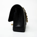 CHANEL Handbag (Rev) Medium Black Caviar Quilted Classic Flap Gold Hardware - Redeluxe