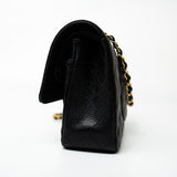 CHANEL Handbag (Rev) Medium Black Caviar Quilted Classic Flap Gold Hardware - Redeluxe