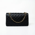 CHANEL Handbag (Rev) Medium Black Caviar Quilted Classic Flap Gold Hardware - Redeluxe