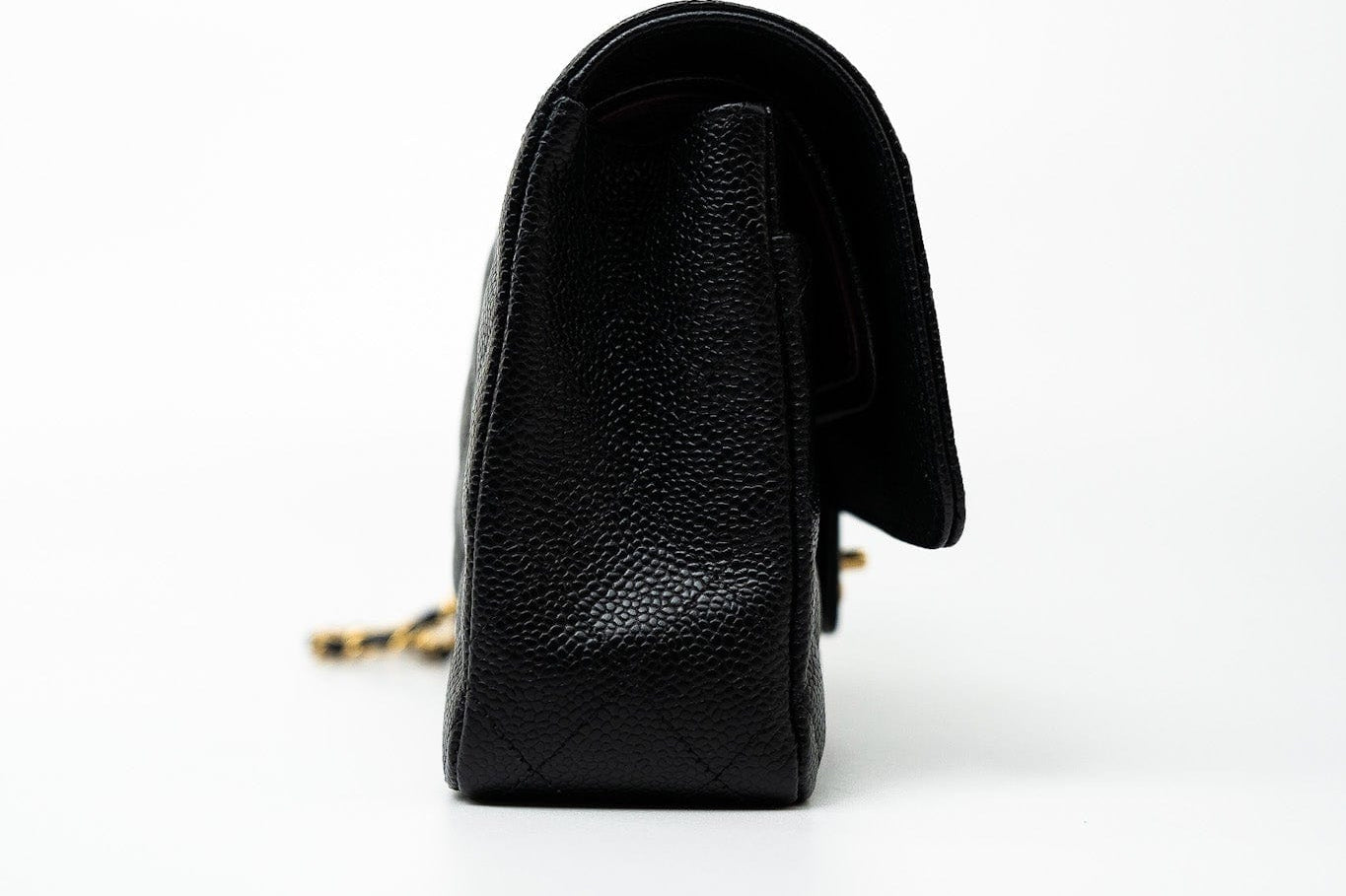 CHANEL Handbag (Rev) Medium Black Caviar Quilted Classic Flap Gold Hardware - Redeluxe