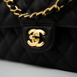 CHANEL Handbag (Rev) Medium Black Caviar Quilted Classic Flap Gold Hardware - Redeluxe