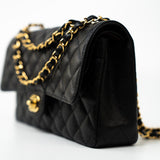 CHANEL Handbag (Rev) Medium Black Caviar Quilted Classic Flap Gold Hardware - Redeluxe