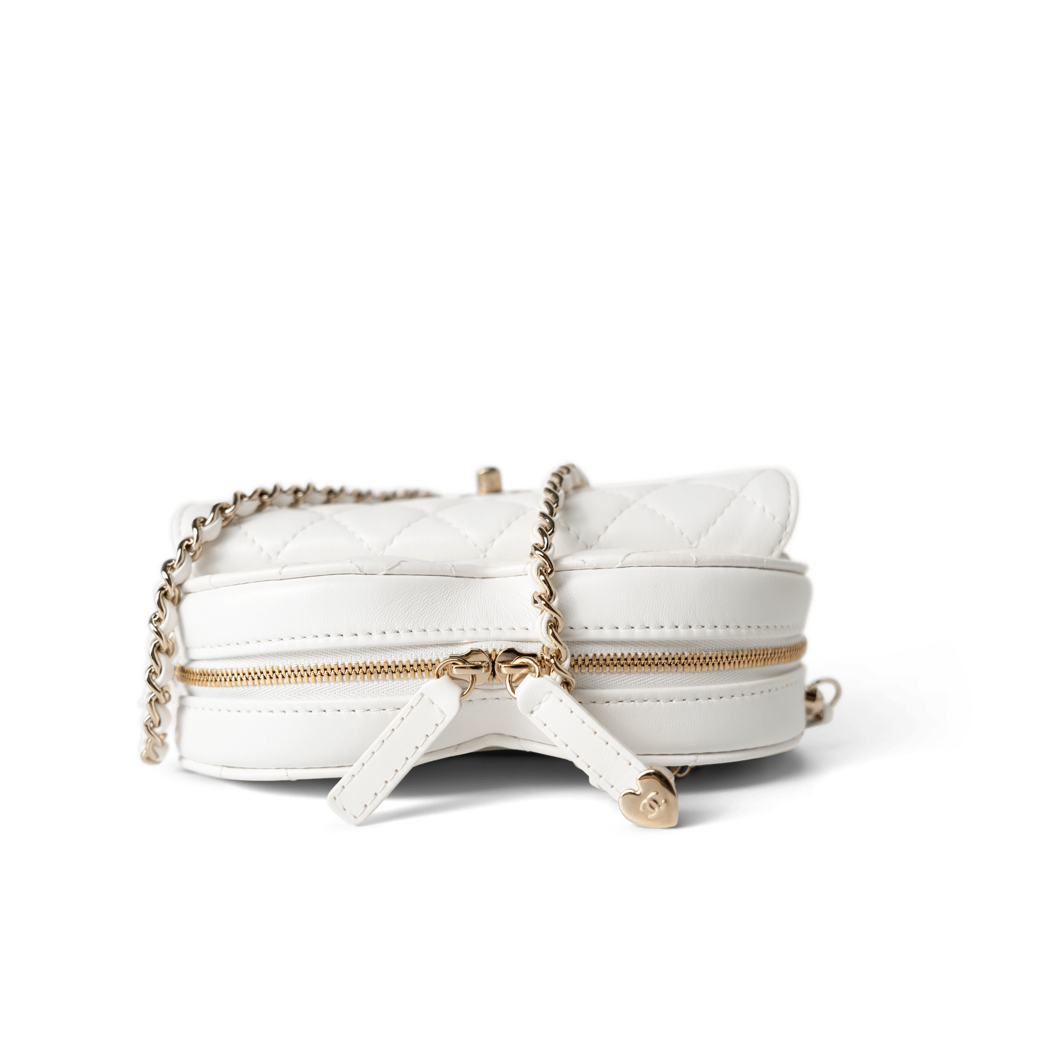 CHANEL Handbag Seasonal Bag / White 22S White Lambskin Quilted Large Heart Bag Light Gold Hardware - Redeluxe