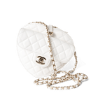 CHANEL Handbag Seasonal Bag / White 22S White Lambskin Quilted Large Heart Bag Light Gold Hardware - Redeluxe