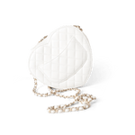 CHANEL Handbag Seasonal Bag / White 22S White Lambskin Quilted Large Heart Bag Light Gold Hardware - Redeluxe