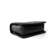 CHANEL Handbag Seasonal / Black 23A Black Lambskin Quilted Full Flap Bag Light Gols Hardware - Redeluxe