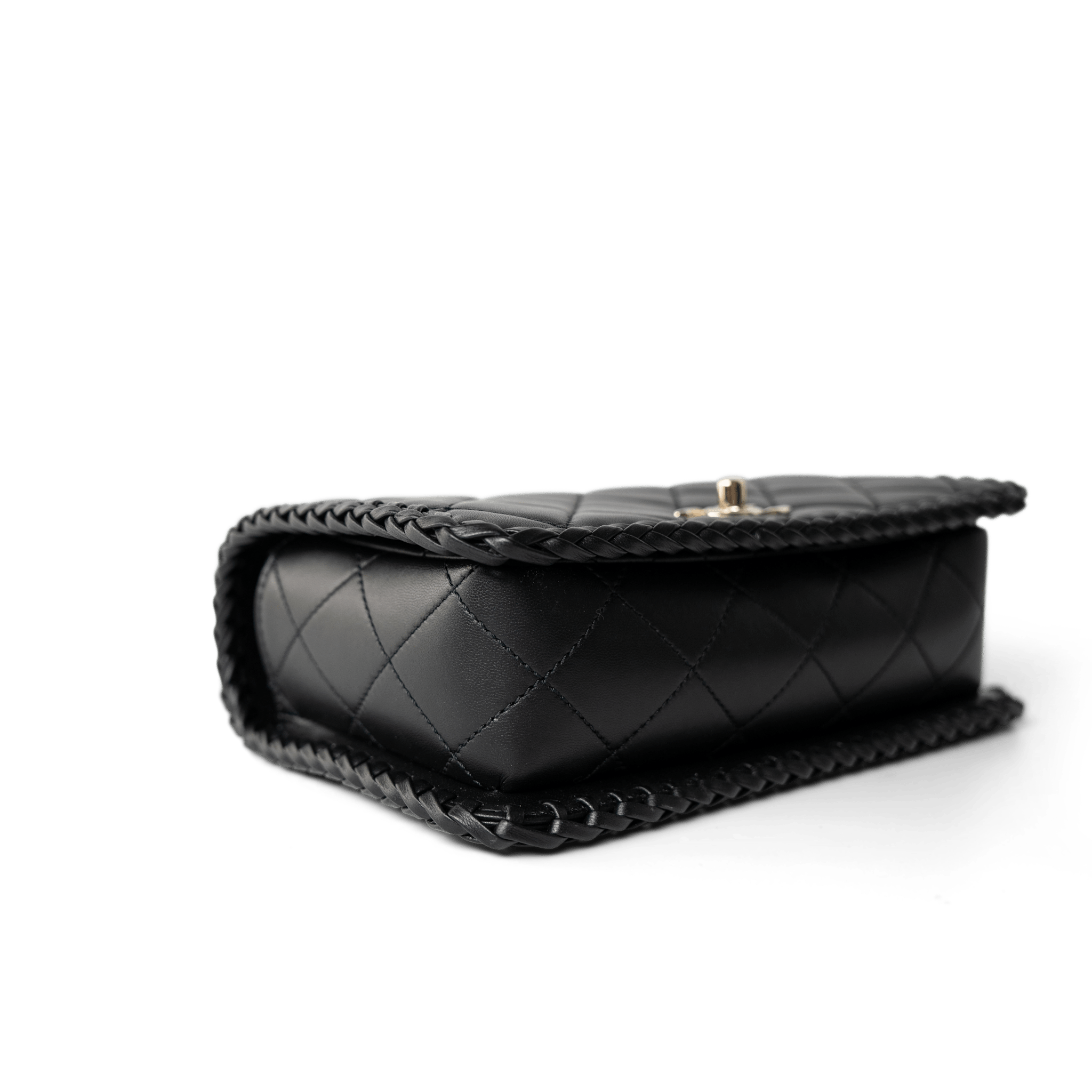 CHANEL Handbag Seasonal / Black 23A Black Lambskin Quilted Full Flap Bag Light Gols Hardware - Redeluxe