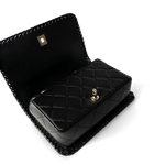 CHANEL Handbag Seasonal / Black 23A Black Lambskin Quilted Full Flap Bag Light Gols Hardware - Redeluxe