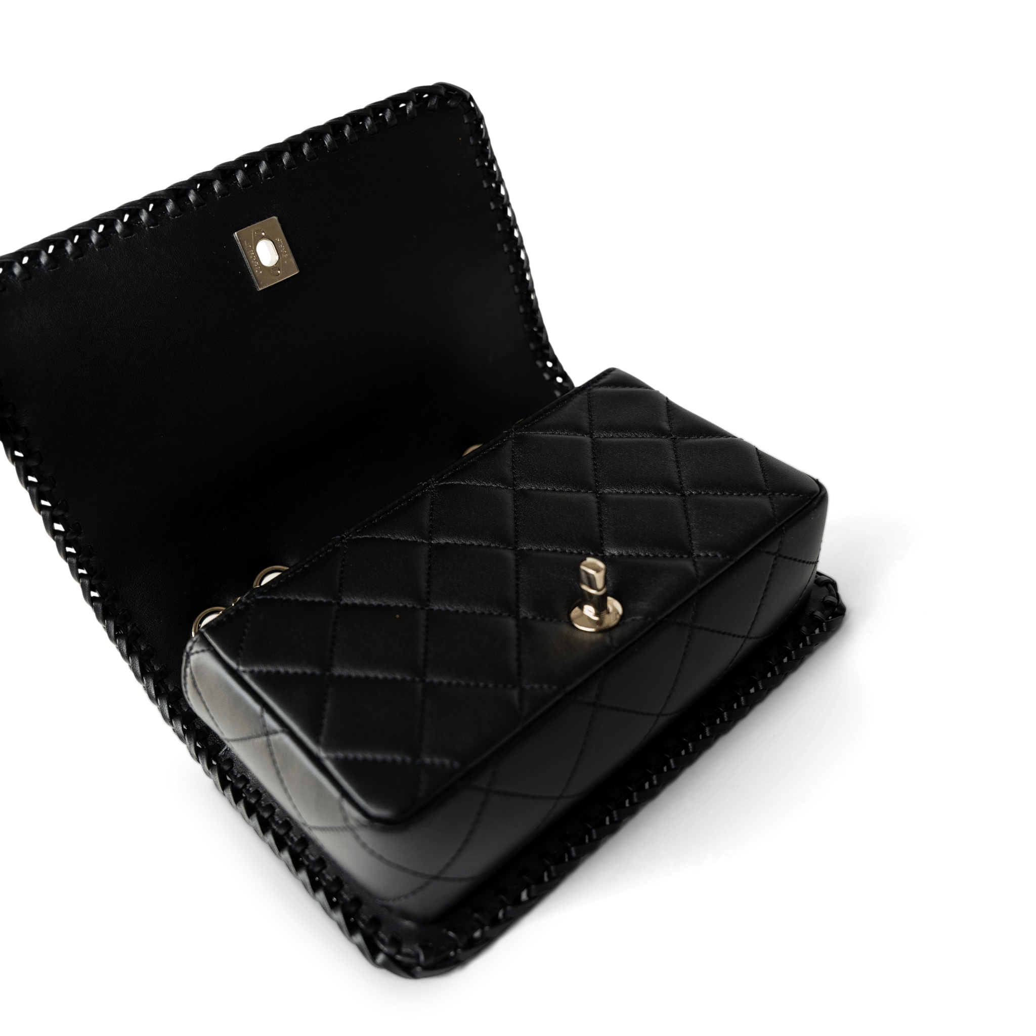 CHANEL Handbag Seasonal / Black 23A Black Lambskin Quilted Full Flap Bag Light Gols Hardware - Redeluxe