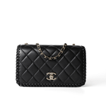 CHANEL Handbag Seasonal / Black 23A Black Lambskin Quilted Full Flap Bag Light Gols Hardware - Redeluxe