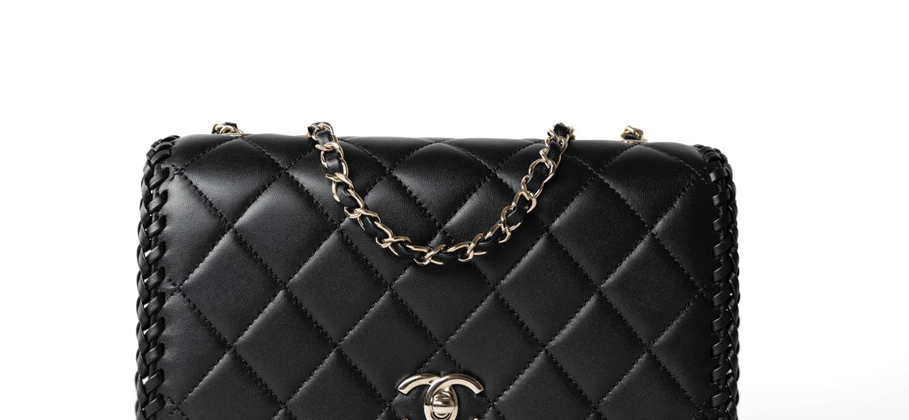 CHANEL Handbag Seasonal / Black 23A Black Lambskin Quilted Full Flap Bag Light Gols Hardware - Redeluxe