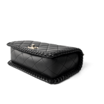 CHANEL Handbag Seasonal / Black 23A Black Lambskin Quilted Full Flap Bag Light Gols Hardware - Redeluxe