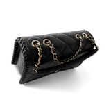 CHANEL Handbag Seasonal / Black 23A Black Lambskin Quilted Full Flap Bag Light Gols Hardware - Redeluxe