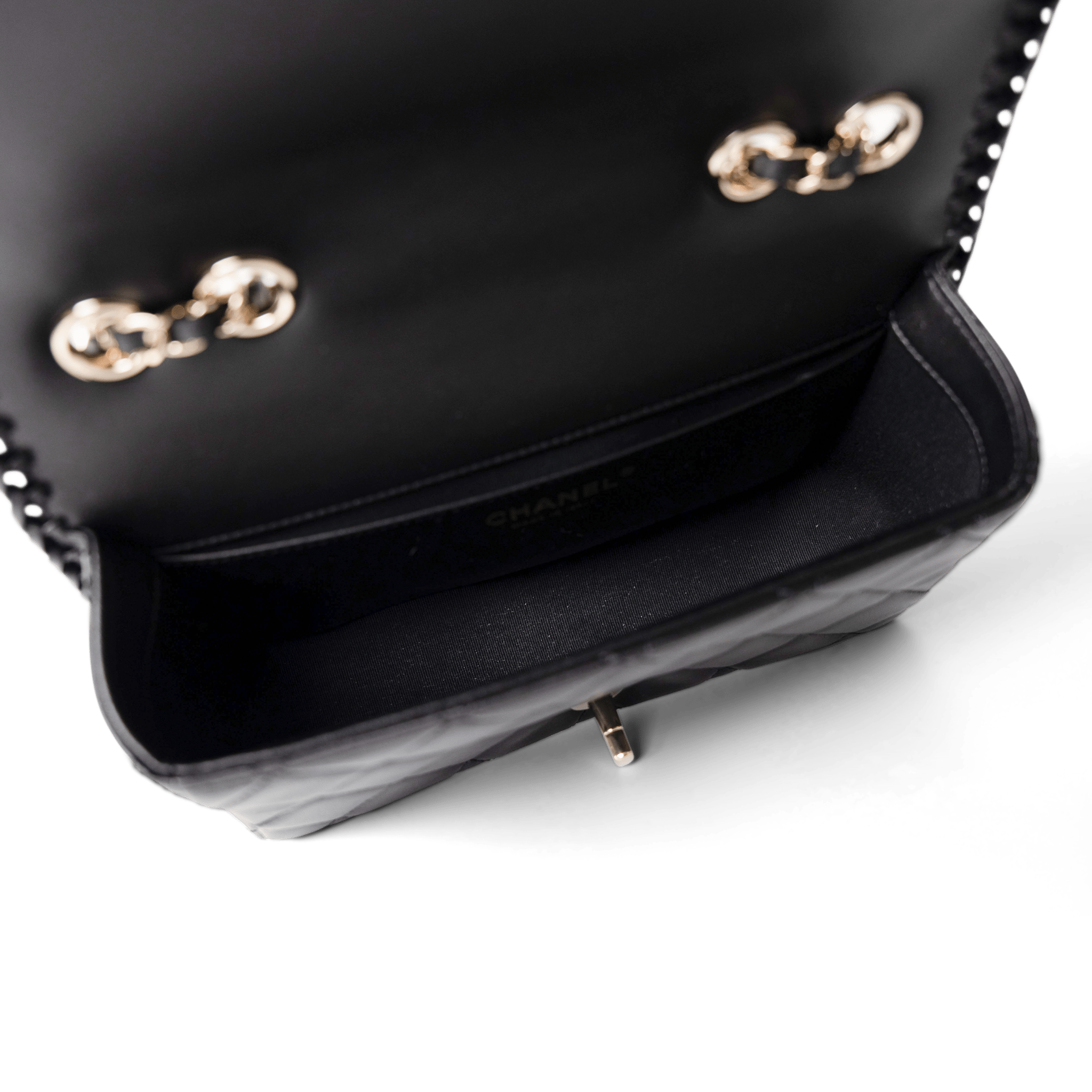 CHANEL Handbag Seasonal / Black 23A Black Lambskin Quilted Full Flap Bag Light Gols Hardware - Redeluxe