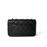 CHANEL Handbag Seasonal / Black 23A Black Lambskin Quilted Full Flap Bag Light Gols Hardware - Redeluxe