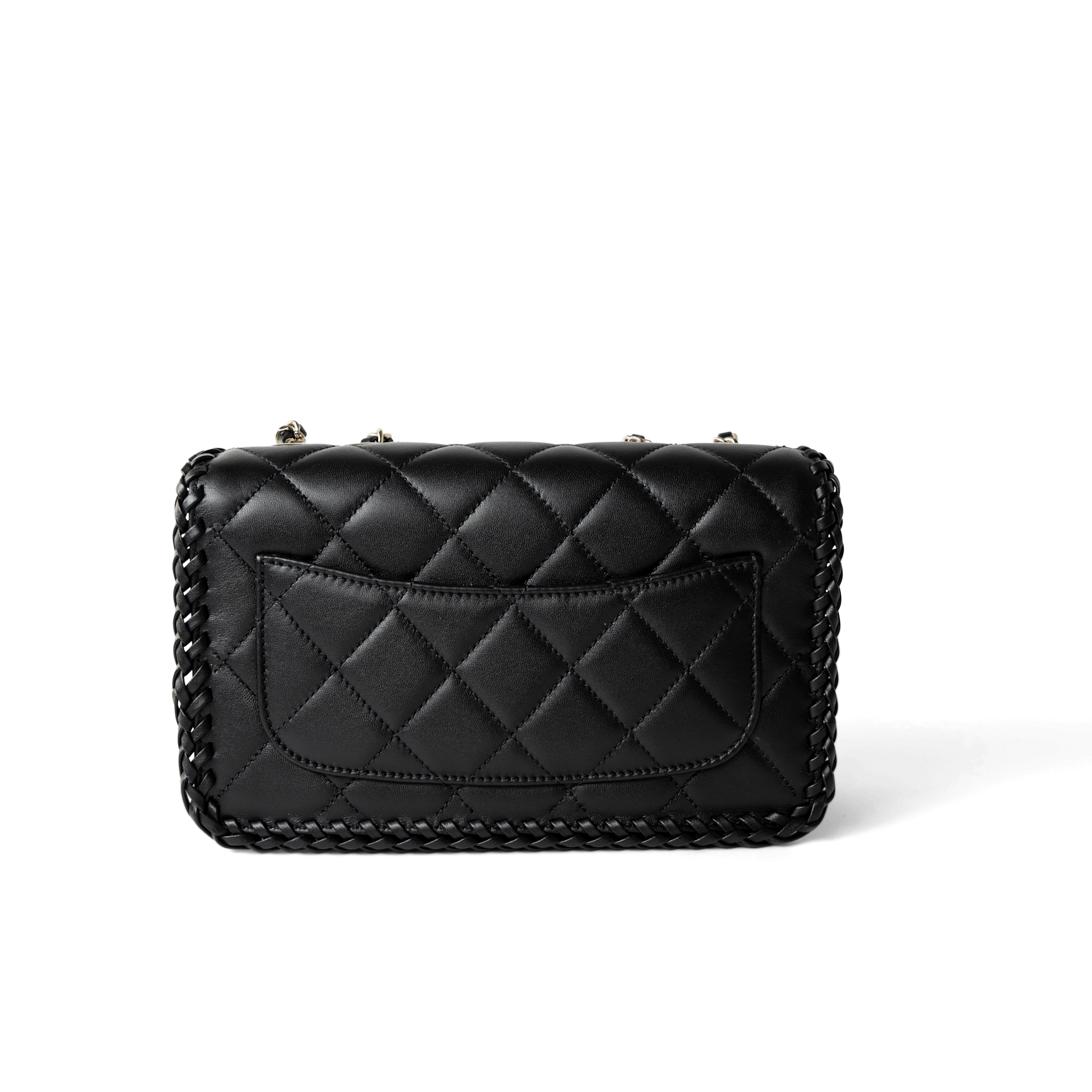 CHANEL Handbag Seasonal / Black 23A Black Lambskin Quilted Full Flap Bag Light Gols Hardware - Redeluxe