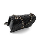 CHANEL Handbag Seasonal / Black 23A Black Lambskin Quilted Full Flap Bag Light Gols Hardware - Redeluxe