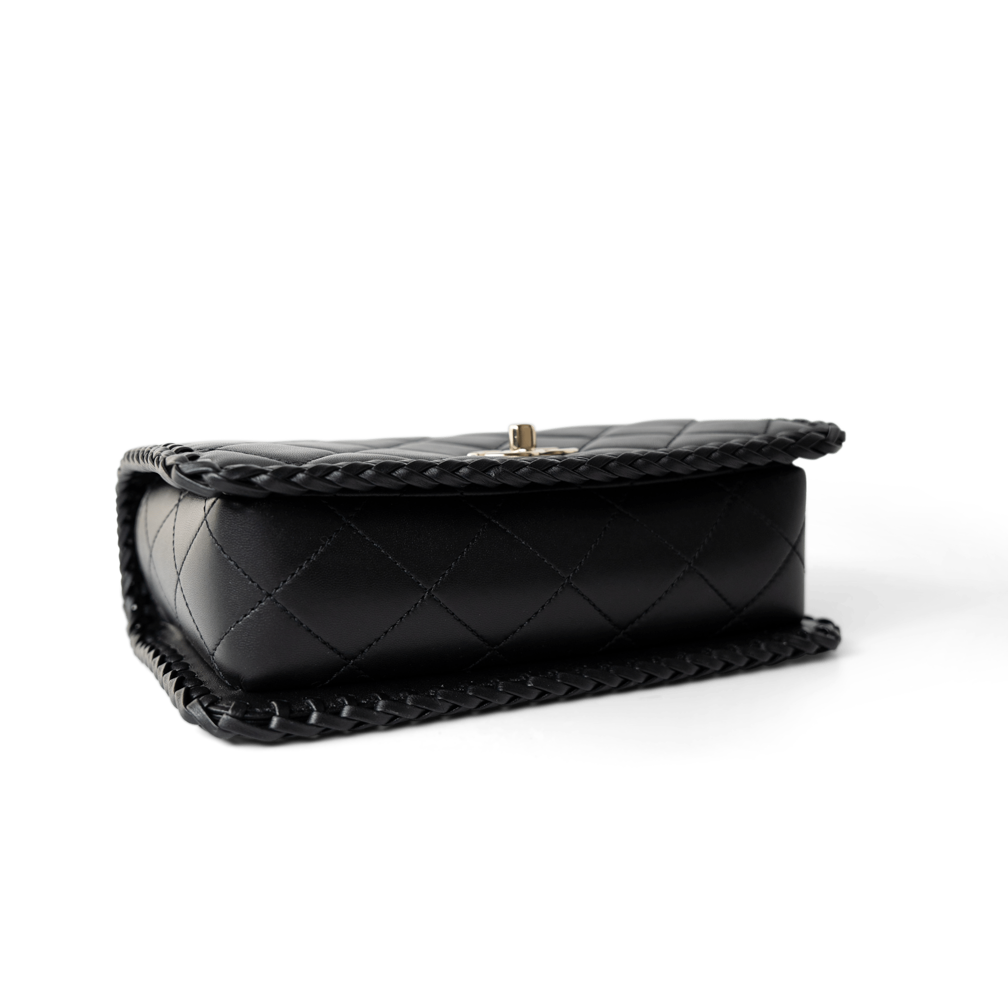 CHANEL Handbag Seasonal / Black 23A Black Lambskin Quilted Full Flap Bag Light Gols Hardware - Redeluxe