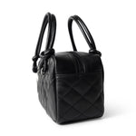 CHANEL Handbag Seasonal / Black Black Calfskin Quilted Small Cambon Bowler Silver Hardware (Pink Interior) - Redeluxe