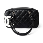 CHANEL Handbag Seasonal / Black Black Calfskin Quilted Small Cambon Bowler Silver Hardware (Pink Interior) - Redeluxe