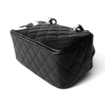 CHANEL Handbag Seasonal / Black Black Calfskin Quilted Small Cambon Bowler Silver Hardware (Pink Interior) - Redeluxe