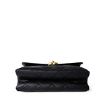CHANEL Handbag Seasonal / Black Black Lambskin Quilted Chain Infinity Single Flap Antique Gold Hardware - Redeluxe