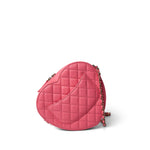 CHANEL Handbag Seasonal / Pink 22S Pink Lambskin Quilted Large Heart Bag Light Gold Hardware - Redeluxe