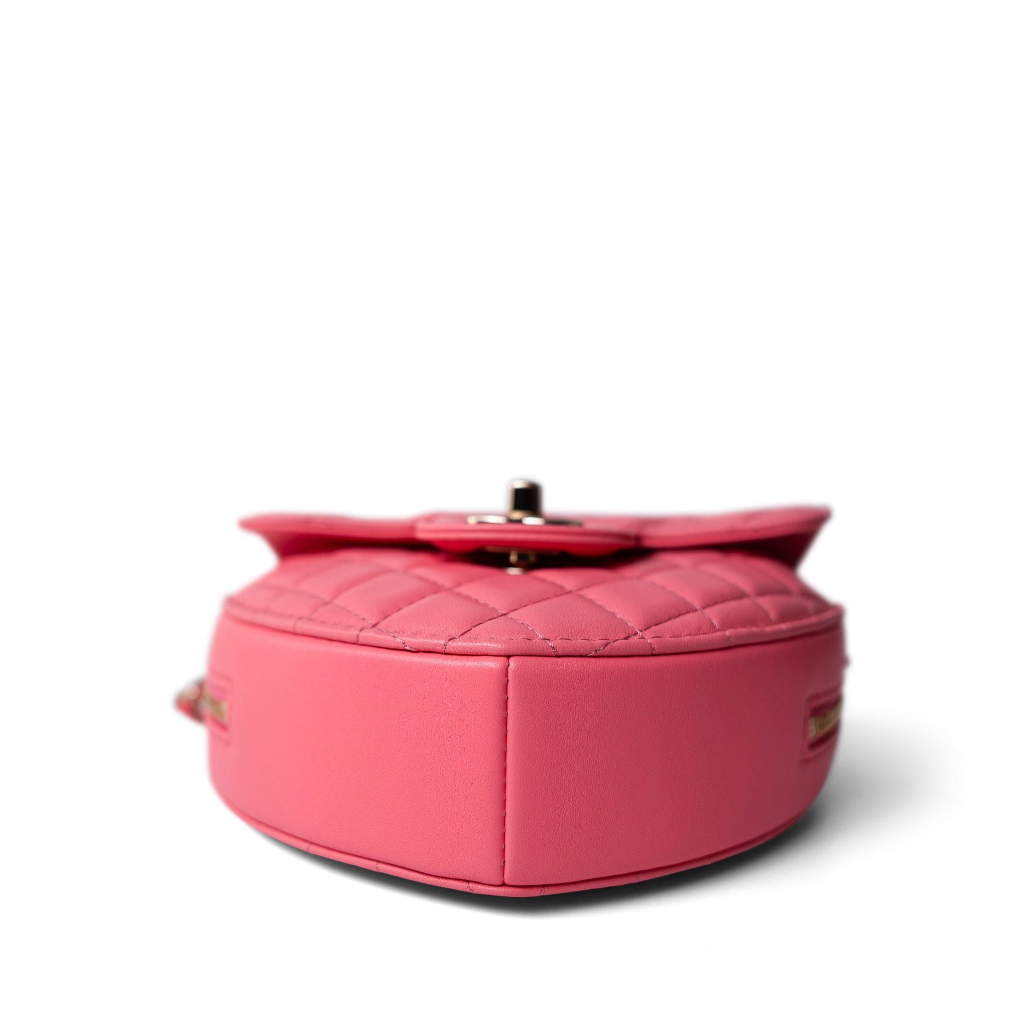 CHANEL Handbag Seasonal / Pink 22S Pink Lambskin Quilted Large Heart Bag Light Gold Hardware - Redeluxe