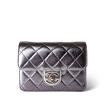 CHANEL Handbag Silver Like a Wallet Flap Bag Gradient Quilted Metallic Lambskin Silver Hardware - Redeluxe