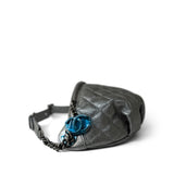 CHANEL Handbag Silver Metallic Calfskin Quilted Banane Waist Bag Bumbag Ruthenium Hardware - Redeluxe