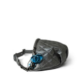 CHANEL Handbag Silver Metallic Calfskin Quilted Banane Waist Bag Ruthenium Hardware - Redeluxe