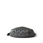 CHANEL Handbag Silver Metallic Calfskin Quilted Banane Waist Bag Ruthenium Hardware - Redeluxe