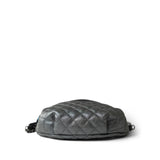 CHANEL Handbag Silver Metallic Calfskin Quilted Banane Waist Bag Ruthenium Hardware - Redeluxe