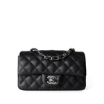 CHANEL Handbag Single flap / Black 17B Black Caviar Quilted Mini Rectangular Flap Silver Hardware - Redeluxe