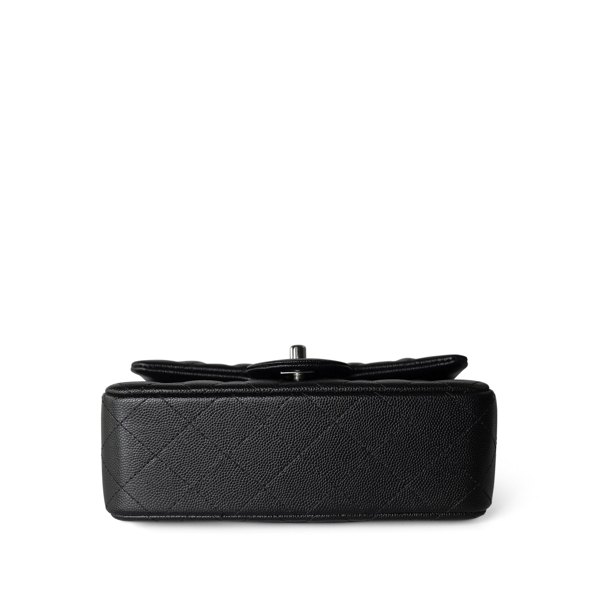 CHANEL Handbag Single flap / Black 17B Black Caviar Quilted Mini Rectangular Flap Silver Hardware - Redeluxe