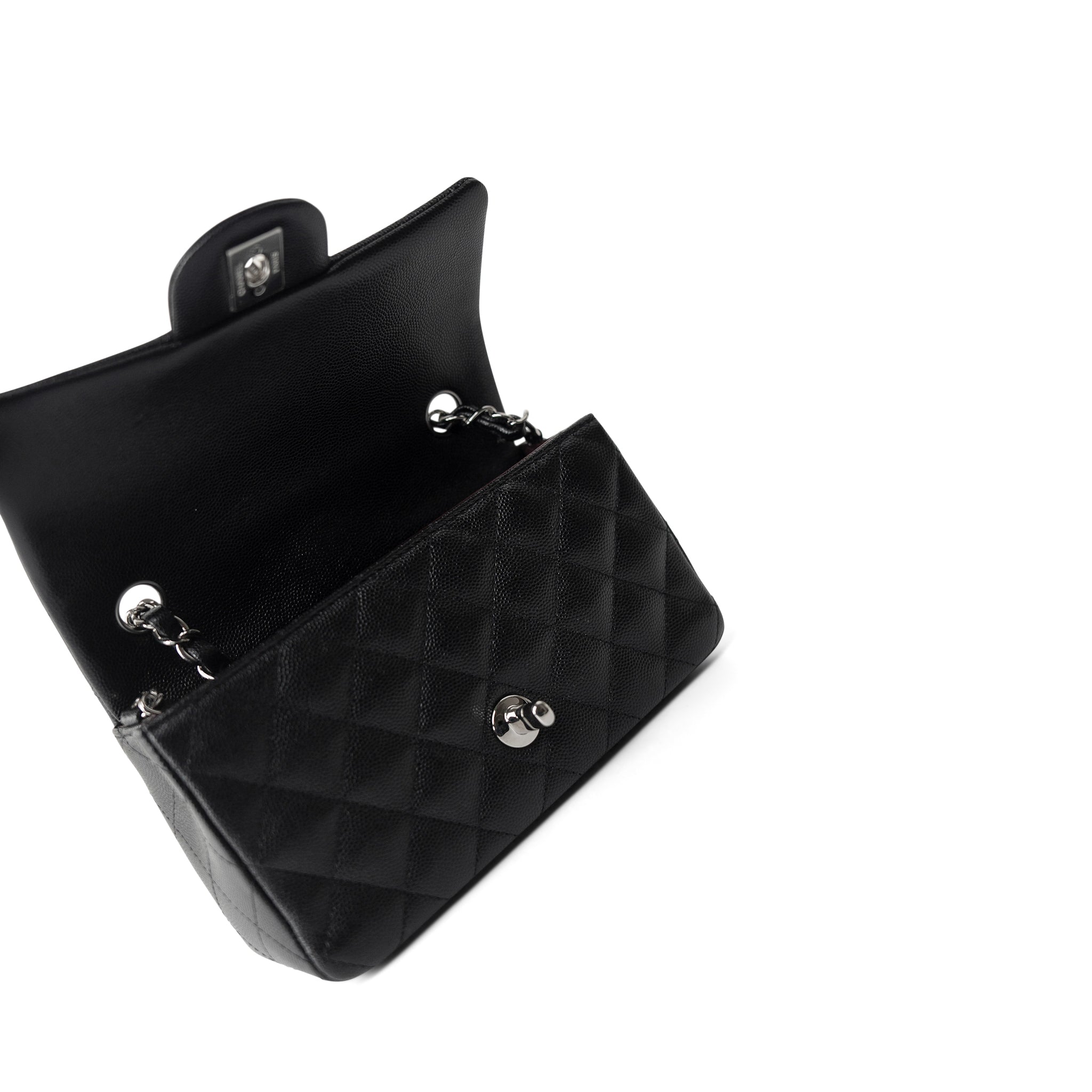 CHANEL Handbag Single flap / Black 17B Black Caviar Quilted Mini Rectangular Flap Silver Hardware - Redeluxe