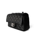 CHANEL Handbag Single flap / Black 17B Black Caviar Quilted Mini Rectangular Flap Silver Hardware - Redeluxe