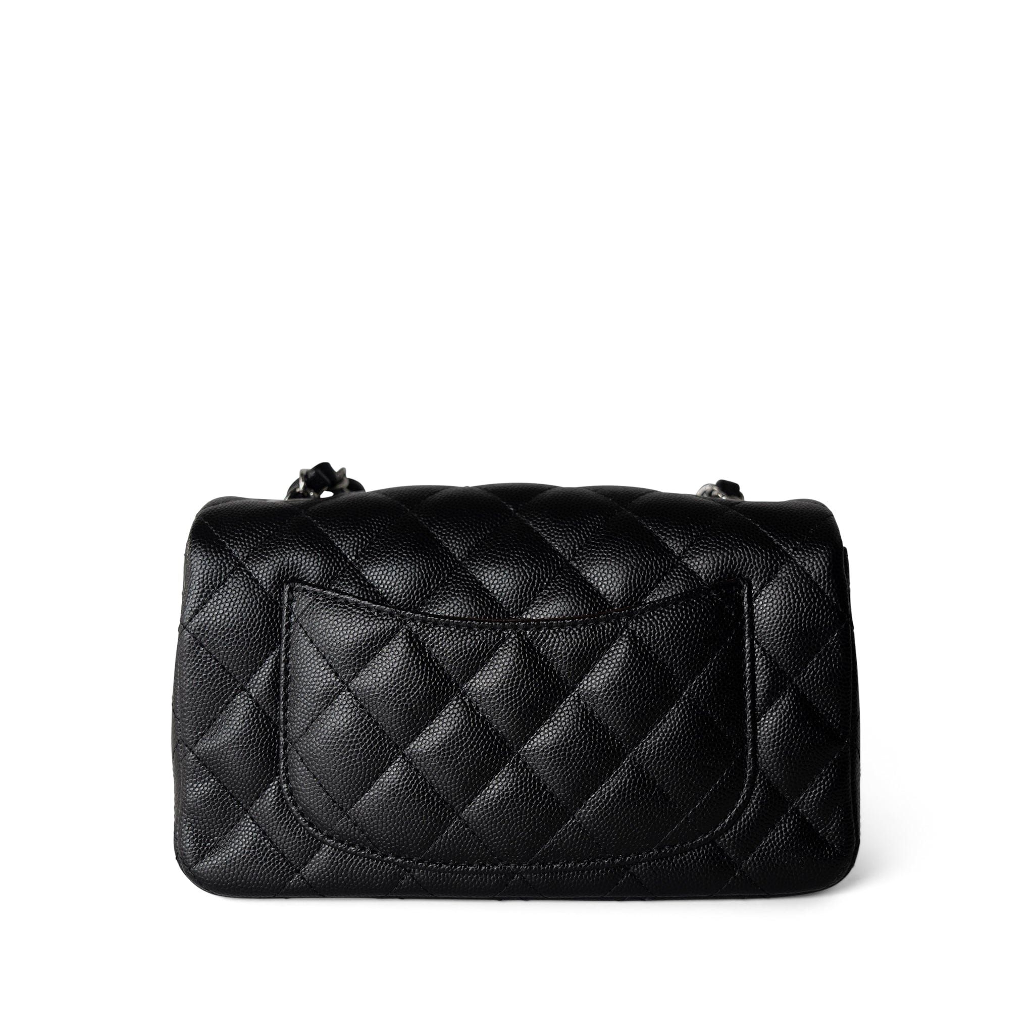 CHANEL Handbag Single flap / Black 17B Black Caviar Quilted Mini Rectangular Flap Silver Hardware - Redeluxe