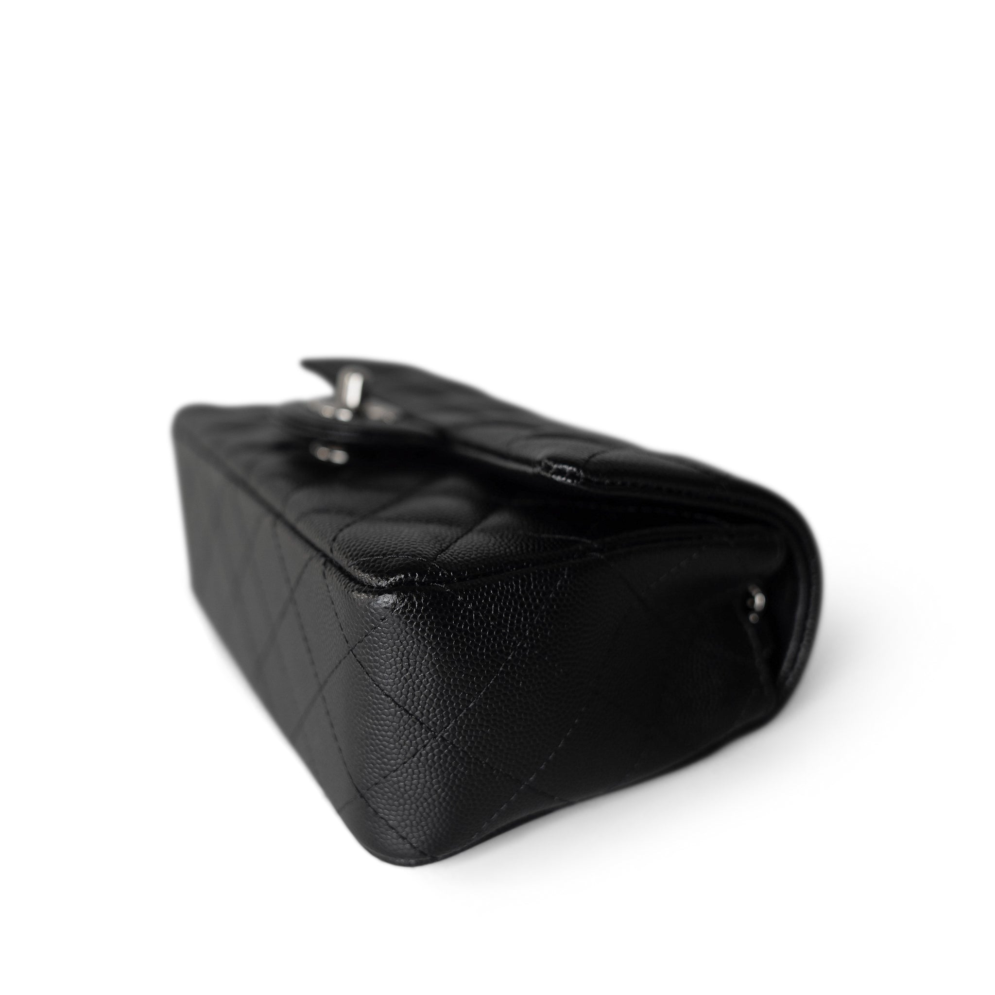 CHANEL Handbag Single flap / Black 17B Black Caviar Quilted Mini Rectangular Flap Silver Hardware - Redeluxe