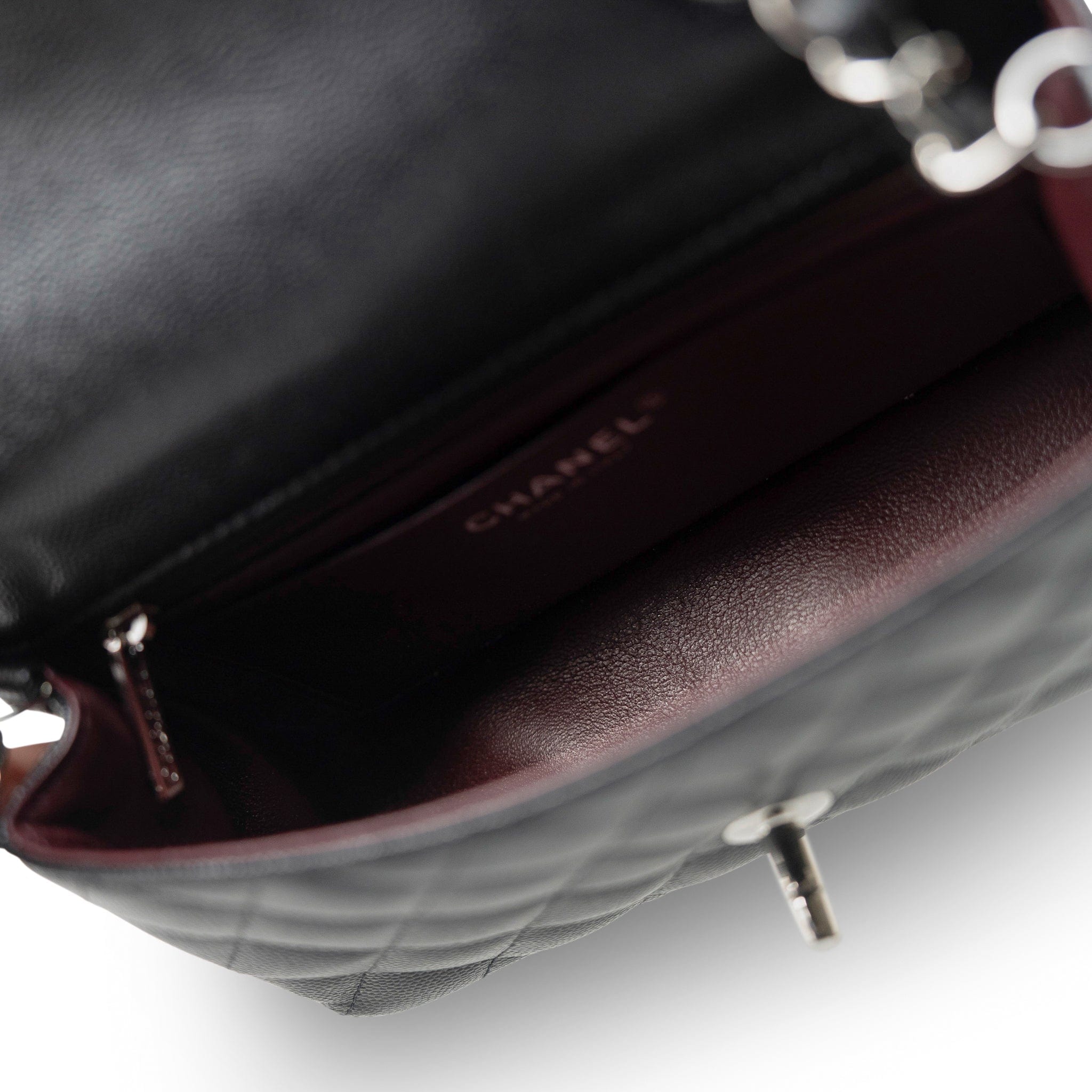 CHANEL Handbag Single flap / Black 17B Black Caviar Quilted Mini Rectangular Flap Silver Hardware - Redeluxe