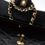 CHANEL Handbag Small Black Caviar Quilted Classic Flap Gold Hardware - Redeluxe