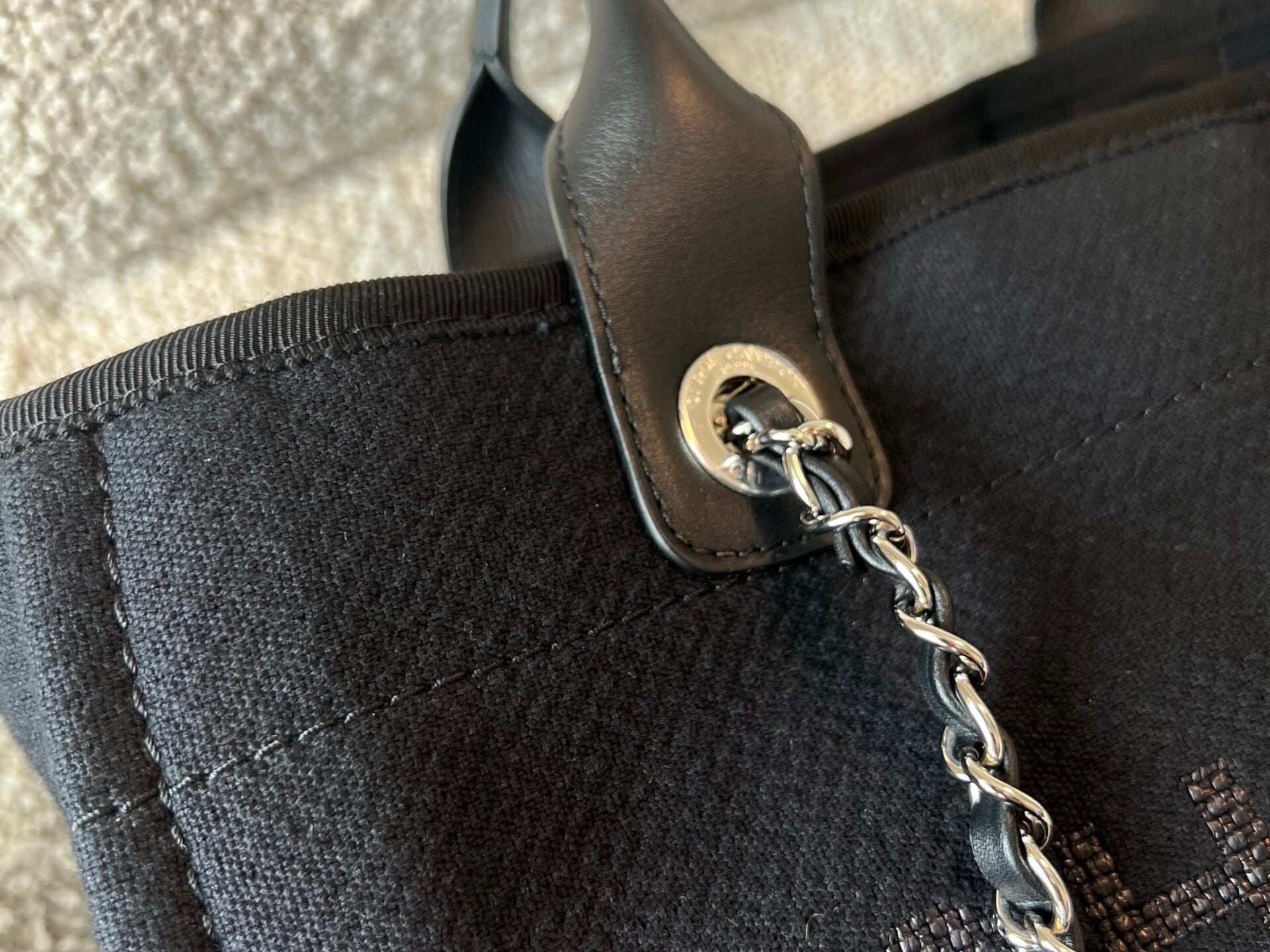 CHANEL Handbag Small Black Deauville Shopping Bag Silver Hardware - Redeluxe
