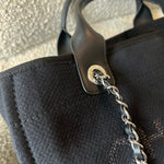 CHANEL Handbag Small Black Deauville Shopping Bag Silver Hardware - Redeluxe