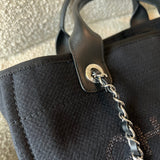 CHANEL Handbag Small Black Deauville Shopping Bag Silver Hardware - Redeluxe